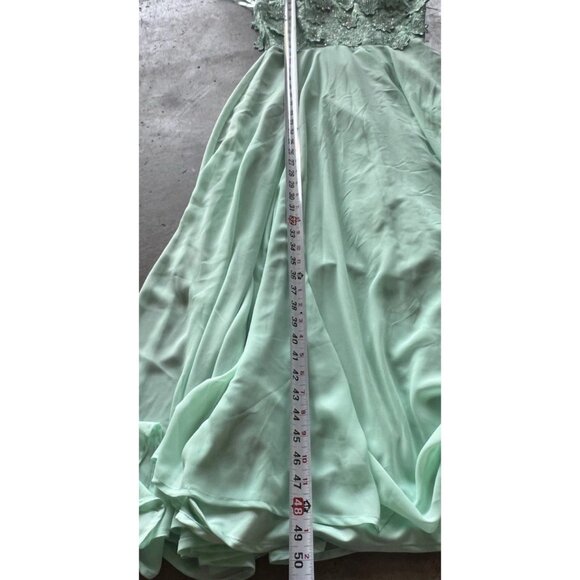 Vintage City Triangles Long Green Mint Dress Prom White Stones Women’s Sz 3 - Picture 5 of 16